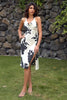 Load image into Gallery viewer, White Halter Backless Floral Wedding Guest Dress