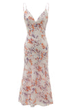 White Purple Flower Print Summer Dress