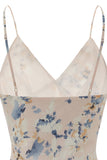 White Purple Flower Print Summer Dress