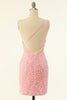 Load image into Gallery viewer, Pink One Shoulder Sequins Tight Graduation Dress
