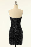 Black Sequins Bodycon Cocktail Dress