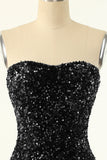 Black Sequins Bodycon Cocktail Dress