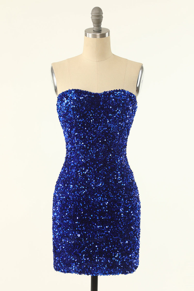 Load image into Gallery viewer, Black Sequins Bodycon Cocktail Dress