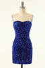 Load image into Gallery viewer, Royal Blue Sweetheart Sequins Tight Cocktail Dress