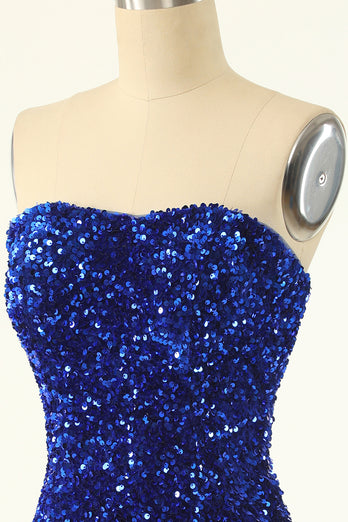 Royal Blue Sweetheart Sequins Tight Cocktail Dress