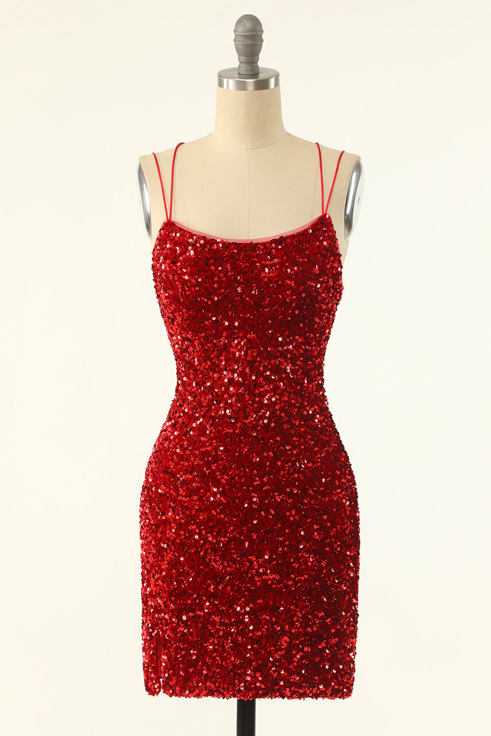 Red Sequins Tight Short Graduation Dress