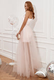 Blush One Shoulder Detachable Graduation Dress