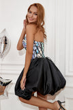 Black Sweetheart Graduation Dress With Detachable Sleeves