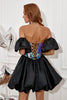 Load image into Gallery viewer, Black Sweetheart Graduation Dress With Detachable Sleeves