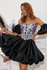 Load image into Gallery viewer, Black Sweetheart Graduation Dress With Detachable Sleeves