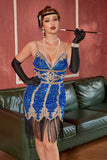 Royal Blue Sequin Short Gatsby 1920s Dress with Fringes