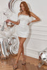 Load image into Gallery viewer, White Strapless Graduation Dress with Feathers