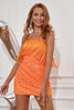 Load image into Gallery viewer, Sheath Strapless Orange Sequins Short Graduation Dress with Tassel