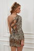 Load image into Gallery viewer, Dark Golden Open Back Sequins Tight Graduation Dress