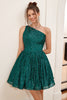 Load image into Gallery viewer, One Shoulder Sequin A-line Short Prom Dress