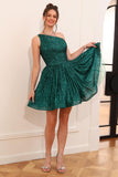 One Shoulder Sequin A-line Short Prom Dress