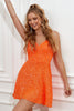 Load image into Gallery viewer, Orange Lace-Up Sequins Graduation Dress