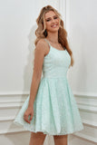 A Line Spaghetti Straps Light Purple Sequins Graduation Dress