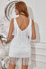 Load image into Gallery viewer, Sheath V Neck White Short Graduation Dress with Tassel