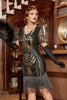 Load image into Gallery viewer, Sequin Black 1920s Dress with Fringes