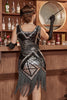 Load image into Gallery viewer, Silver Sequin V-neck 1920s Dress with Fringes