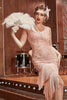 Load image into Gallery viewer, Blush Sequins 1920s Flapper Gatsby Dress with Fringes