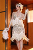 Load image into Gallery viewer, Champagne V-Neck Sequins 1920s Flapper Dress with Fringes