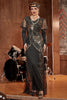 Load image into Gallery viewer, Black and Gold Sequined Long 1920s Gatsby Dress
