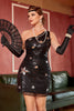 Load image into Gallery viewer, Black Sequined One Shoulder Gatsby 1920s Dress