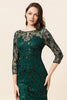 Load image into Gallery viewer, Dark Green Long Sleeves Beading Mother of Bride Dress
