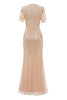 Load image into Gallery viewer, Blush Short Sleeves Sheath Long 1920s Dress