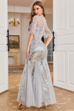 Grey Mermaid Sparkly Beaded Sequins Mother of the Bride Dress