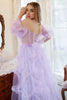Load image into Gallery viewer, A Line Off the Shoulder Purple Corset Plus Size Prom Dress with Bowknot