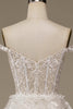 Load image into Gallery viewer, Sparkly White Tiered Lace Wedding Dress with Slit