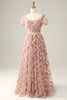 Load image into Gallery viewer, Ivory Red Flower Square Neck Prom Dress