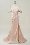 Blush Off The Shoulder Mermaid Prom Dress