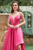 Fuchsia Halter A-Line Prom Dress