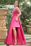 Fuchsia Halter A-Line Prom Dress