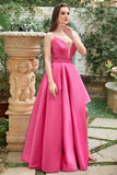 Fuchsia Halter A-Line Prom Dress