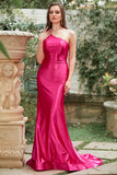 Fuchsia One Shoulder Mermaid Prom Dress