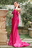 Fuchsia One Shoulder Mermaid Prom Dress