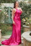 Fuchsia One Shoulder Mermaid Prom Dress