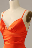 Orange Spaghetti Straps Mermaid Prom Dress