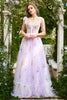Load image into Gallery viewer, A-line Lilac Embroidery Corset Long Prom Dress