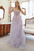 Load image into Gallery viewer, Lavender Tulle A Line Corset Plus Size Prom Dress with Embroidered