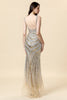 Load image into Gallery viewer, Sheath Deep V Neck Golden Beaded Evening Wear with Silt