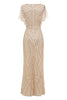 Load image into Gallery viewer, Sheath V Neck Light Khaki Mother of the Bride Dress with Beading