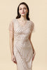 Load image into Gallery viewer, Sheath V Neck Light Khaki Mother of the Bride Dress with Beading