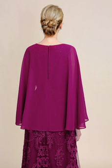 Burgundy Batwing Sleeves Beaded Mother of the Bride Dress
