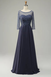 Beading Long Sleeves Mother of the Bride Dress